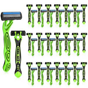 lot 11344 image: Leriton 40 Pcs 3 Blade Disposable Razors for Men Bulk Sensitive Skin Razor for Men Travel Hotel Spa Summer Party Gift, Individually Packaged