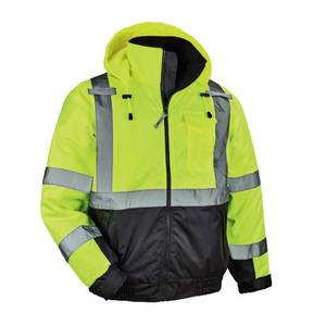 lot 11364 image: Ergodyne Unisex Adult Hi Vis Safety GloWear 8377 Type R Class 3 Lime Quilted Bomber Jacket, X-Large, Lime, X-Large US