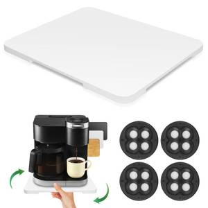 lot 11366 image: 360° Rolling Tray Bamboo Appliance Slider for Kitchen Appliances, Coffee Maker Mat Tray for Countertops Sliding Tray for Coffee Maker Appliances Mat Easily from Under The Cabinet White 11.6�13.9