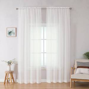 lot 11367 image: Simplebrand Ivory Sheer Curtains 84 Inches Long, Light Filtering Rod Pocket Solid Color Window Sheer Curtain Panels, Elegant Curtains & Drapes for Living Room, Bedroom 2 Panels (Ivory, 42 W x 84 L)