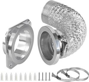 lot 11381 image: Magnetic Dryer Vent Coupling Connector Kit - DV180 Airtight Seal, Quick Connect, Includes 4x3.3ft Duct & 2 Clamps