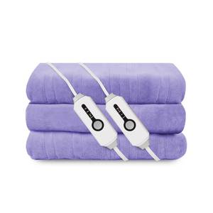 lot 11383 image: Electric Heated Blanket 84x90 Queen Size, Soft Coral Fleece, Dual Controllers with 4 Heating Levels and 10 Hours Auto-Off, Machine Washable, Cozy Plush Fabric for Home, Light Purple