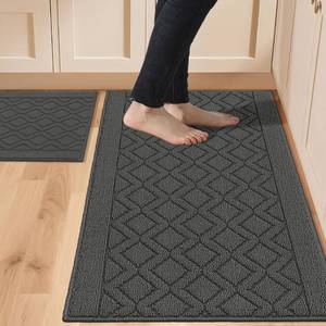 lot 11391 image: COSY HOMEER 48x20 Inch30X20 Inch Kitchen Rug Mats Made of 100% Polypropylene 2 Pieces Soft Kitchen Mat Specialized in Anti Slippery and Machine Washable (Grey)