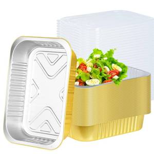 lot 11402 image: Tinanium 20 Pack 5LB Gold Aluminum Foil Pans with Lids Heavy Duty 11�8�2 Foil Food Containers with Lids, Tin Foil Pans for Baking, Meal Prep, Freezer, Heating and Takeout