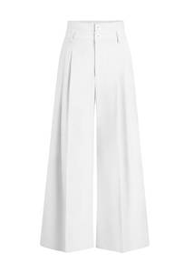 lot 11423 image: PRETTYGARDEN Womens Spring Wide Leg Palazzo Pants 2026 Trendy Loose Button High Waist Pleated Work Business Casual Trousers (White,Medium)