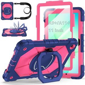 lot 12097 image: Case for Samsung Galaxy Tab A11A9 Plus 11 Inch 20262024, Auorld Rugged Case for Samsung Galaxy A9A11 Tablet with Screen Protector 360 Rotating Stand Shoulder Strap Pen Holder, Navy Pink
