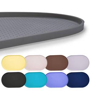 lot 12098 image: Hubulk 100% Waterproof Silicone Pet Feeding Mat with Raised Edge for Food and Water, Dog Bowl Mats, Cat Bowls Placemat with High Lip Protects Floor for Cats and Dogs (Gray, 19 L x 12 W)