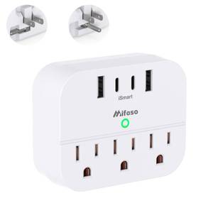lot 12103 image: Cruise Ship Essentials, Cruise Power Strip with Foldable Plug, Travel Essentials with USB C, Outlet Extender No Surge Protector, Multi Plug Wall Outlet with 3 Outlets,Outlet Adapter Japan Plug Adapter