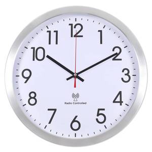 lot 12285 image: Vigorwise Atomic Analog Wall Clock, 14Inch Radio Controlled Sets Automatically Wall Clock, Aluminum Frame WallClock for Home School Office