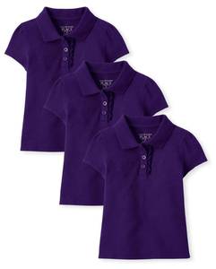 lot 12293 image: The Childrens Place,Baby Girls,and Toddler Multipack Short Sleeve Ruffle Pique Polos,Regal Violet 3-Pack,2 Years (Missing One)