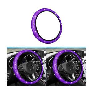 lot 12296 image: Diamond Soft Leather Steering Wheel Cover, 15 Inch Bling Elastic Steering Wheel Protector with Sparkly Crystal Rhinestones, Auto Accessories Universal for SUV, Truck, Van, Car (Purple)