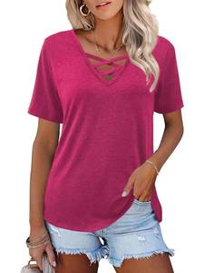 lot 12338 image: Heymiss Womens Tunic Tops Short Sleeve Shirts Loose Casual Tshirts Rose