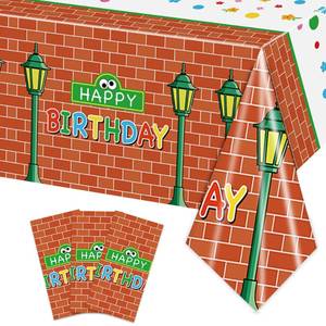 lot 12351 image: XUELIREN 3 Pcs Wall Street Disposable Tablecloths Cartoon Street Happy Birthday Party Supplies Table Covers for Kids Boys Birthday Party Decorations 54 x 108Inch