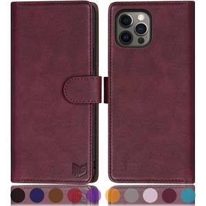 lot 12353 image: SUANPOT for iPhone 12 Pro Max Wallet case PU Leathel Flip Folio with Card Holder Book Plus for Men Magnetic Cell Phonefor Apple 12 pro max Case Wallet 6.7 (Wine red, Only for 12 Pro Max 6.7)