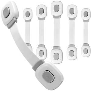 lot 12364 image: Fursafe&Q Baby Cabinet Locks, Child Safety Cabinet Proofing -Child Safety Strap Locks Adhesive Drawer Fridge Ovens Door Toilet Latches No Drill Multi-Purpose for Furniture Kitchen Lock (Grey, 6Pack)