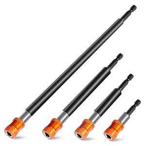 lot 12369 image: Sopclane 4Pcs Drill Bit Extension Set,Magnetic Drill Screwdriver Bit Holder Extender with Aluminum Sleeve,14 Inch Hex Shank Quick Release Bit Holder for Drill, 2-38, 4, 6, 12 Long