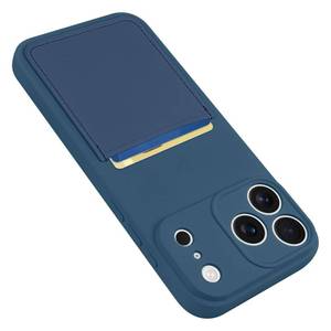 lot 12373 image: Karrint Design for iPhone 17 Pro Case with Card Holder for Women Men Soft Liquid Silicone Cover Microfiber Lining Full Camera Protection Shockproof Slim for iPhone 17 Pro Case Wallet Blue