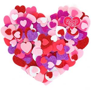 lot 12395 image: 200 PCS Valentines Stickers, Self-Adhesive Foam Heart Stickers Valentines Decor, 3 Sizes Glitter Foam Hearts Valentines Crafts, Valentine Stickers for Envelopes Invitations Card Making
