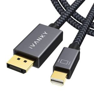 lot 12398 image: IVANKY 8K Mini DisplayPort to DisplayPort Cable 6.6ft, Bi-Directional Mini DP to DP Cable 8K60Hz, 4K144Hz, 32.4Gbps HD Thunderbolt 2 Compatible Aluminum Shell, Gold-Plated Braided for MacBook, PC