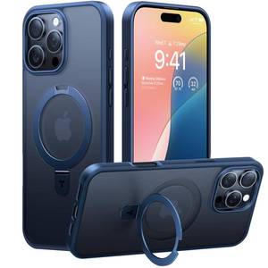 lot 12403 image: TORRAS Magnetic Ostand for 16 Pro Max Case with Stand, Military Grade Drop TestedCompatible with MagSafe Translucent Slim Back Soft Edge Case for 16 Pro Max 6.9 inch 2024, Blue