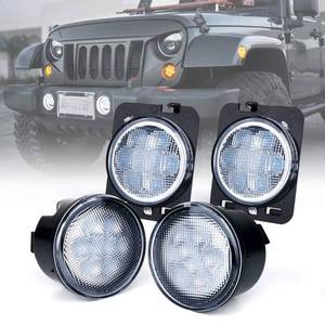 lot 12433 image: Xprite LED Turn Signal & Side Marker Lights Kits, Led Lights Compatible with 2007-2018 Jeep Wrangler JK & Wrangler Unlimited - Clear Lens