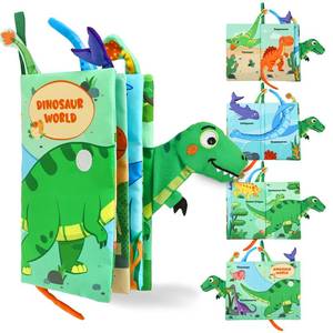 lot 12437 image: YOGINGO Baby Books - Montessori Toys Cute Dinosaurs Theme Baby Cloth Books 6 to 12 Months, Soft Stuffed High Contrast Crinkle Infant Sensory Toys, Boys&Girls Kids Early Learning Gifts
