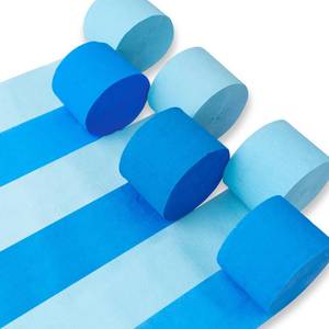 lot 12440 image: PartyWoo Blue Crepe Paper Streamers 6pcs 492ft Pack of Light Sky Blue Crepe Paper Streamers for Birthday Gender Reveal Baby Shower Graduation Pool Mermaid Under The Sea Theme Party Decorations