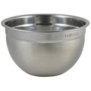 lot 12446 image: Tovolo Small Stainless Steel Mixing Bowl 1.5 Quart Metal Mixing Bowl with Rounded Lip for Easy Pour and Nesting Storage, Dishwasher Safe Quart Metal Bowl for Baking Mixing and Cooking Prep