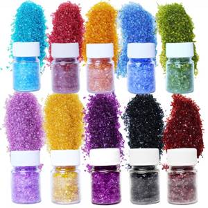 lot 12448 image: 10 Colors -1LB Crushed Glass for Crafts Glitter Resin Art, Small Broken Glass Pieces, Transparent Chips DIY Vase Filler Decoration 1-3mm (Transparent)
