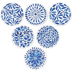lot 12450 image: AD Set of 6 Coasters for Drinks Absorbing Round Ceramic Stone Coaster with Cork Base,Tabletop Protection Mat for Mugs and Cups,Office,Kitchen (Indigo Blue)