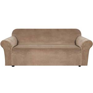lot 13463 image: H.VERSAILTEX Stretch Velvet Sofa Covers for 3 Cushion Couch Covers Sofa Slipcovers Furniture Protector Soft with Non Slip Elastic Bottom, Crafted from Thick Comfy Rich Velour (Sofa 72-90, Camel)