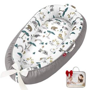 lot 13476 image: Baby Lounger - 100% Cotton Breathable Infant Lounger for Newborn, Portable Baby Nest for Home and Travel, Waterproof Lining, Newborn Babies Essentials Gifts