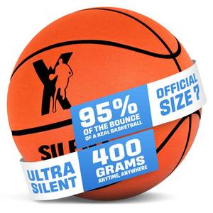 lot 13504 image: YGA Silent Basketball Official Size 7 (29.5) Upgraded 95% Bounce - Ultra Quiet Airless Basketball for Dribbling Indoor - Soft Foam Basketball (Orange, Vacuum Sealed)