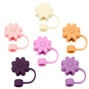 lot 14019 image: SEMATA Silicone Straw Covers Toppers for Stanley Cups 30&40 Oz Tumbler Accessories 6PCS Flower Straw Caps Mixed Color Dust-Proof Reusable Straws Tips Protectors for Stanley Cup 10mm 0.4in Straws