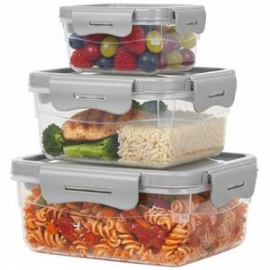 lot 14026 image: GIOTTO FreshStack 3-Piece Square Food Storage Container Set with Lids �� 15oz, 30oz, 74.5oz