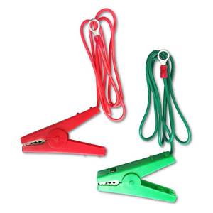 lot 14046 image: QMARK 2 Pcs Electric Fence Jumper Leads Cable with Crocodile Clip,Fencing System Wire, Energizer Connector,Solar Electric Fence Connector Green and Red New Version(O-Terminal)