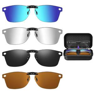 lot 14060 image: 4-Pack Polarized Clip-On Lenses Compatible with Ray-Ban Meta Wayfarer Regular (RW40084006 RW4012 50-22), Anti-Glare UV400 Smart Glasses Accessories, Black Brown Blue Silver