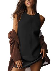 lot 14074 image: Majdan Womens Tank Dress Sleeveless Shift Mini Dress Party Casual A Line Short Dresses with Back Zipper (Black-S)