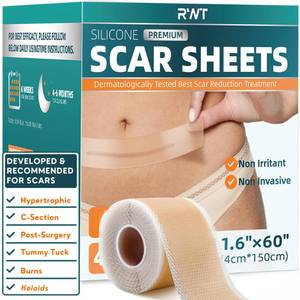 lot 14085 image: Silicone Scar Tape - 60 x 1.6 Roll - 1.5M, Scar Treatment for Improves Surgical, Keloid, Hypertrophic Scars - Medical Grade Reusable Silicone Scar Sheets