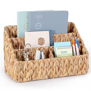 lot 14099 image: DINGTAI Natural Farmhouse Desk Organizers and Storage, Large Countertop Mail Holder, Tabletop Organizer (Water Hyacinth)