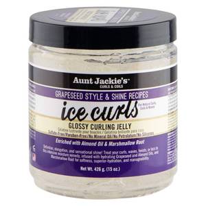 lot 14104 image: Aunt Jackies Grapeseed Style and Shine Recipes Ice Curls Glossy Curling Jelly, Hydrates, Softens, Makes Waves, Curls and Coils Easier to Style, 15oz