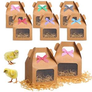 lot 14120 image: Maitys Chicken Birthday Party Favor Boxes Farm Animal Foldable Chicken Box with Raffia Grass Bowknot Paper Straw Gift Treat Goodie Boxes Decor for Adopt Chick Party Birthday(12 Pcs,Classic Style)
