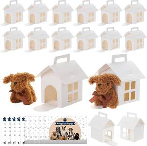 lot 14122 image: LOVYNO 18 Pcs Dog Party Favor Boxes with Pet Adoption Certificate, Dog House Shape Treat Gift Boxes with Holes, Adopt A Puppy Party Supply Boxes for Pet Adoption Theme DIY Crafting Party