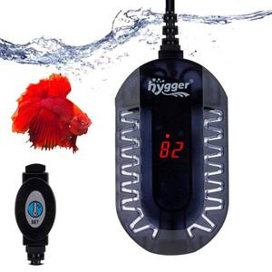 lot 14124 image: hygger 100W Mini Submersible Digital Display Aquarium Heater for Small Fish Tank, Compact and Fast Heating Thermostat, with External Controller and Built-in Thermometer, for Betta, Turtle