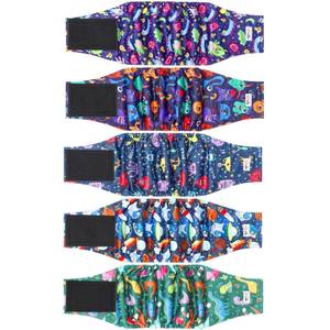 lot 14129 image: 5 Pack Dog Diapers Male Reusable, Premium Belly Bands for Dogs, High Absorbing Male Dog Pee Wraps for Doggie in Incontinence or Excitable Urination and Training Cartoon L