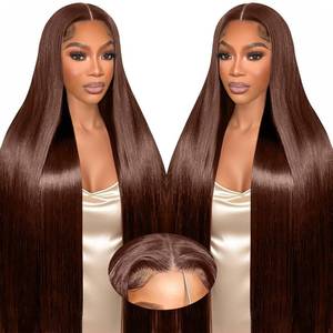 lot 14133 image: FNSD Pre Plucked Pre Cut Dark Brown Wig Human Hair Straight Glueless Wig for Women