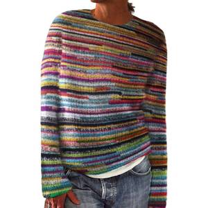 lot 14134 image: XNC Womens Medium Casual Colorful Retro Knitted Fair Isle Print Sweater 2025 Trendy Fall Winter Oversized Lightweight Pullover Tops