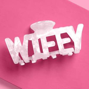 lot 14136 image: xo, Fetti Wifey Claw Hair Clip - White Marble Acrylic  Bachelorette Accessory, Bride Gift, Bridal Shower, Wedding Day, Bride to Be