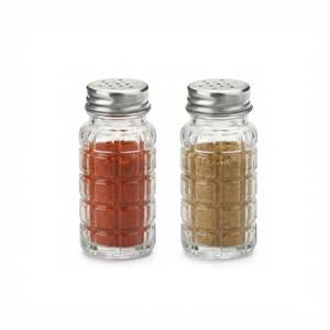 lot 14433 image: TOPKITCHEN 2 Pack Salt and Pepper Shakers Set, Glass Spice Jars with Stainless Steel Holes Lid, Rust-Proof Refillable Seasoning Jars for Countertop