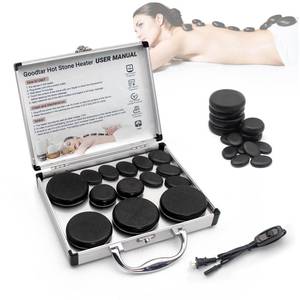 lot 14436 image: Goodtar Hot Stones Massage Warmer Kit, 14 PCS Hot Stones Massage Set and Heater Kit, Electric Rocks Basalt Stone Massager for Professional TherapyHome SPA Use 110V (Small Size)